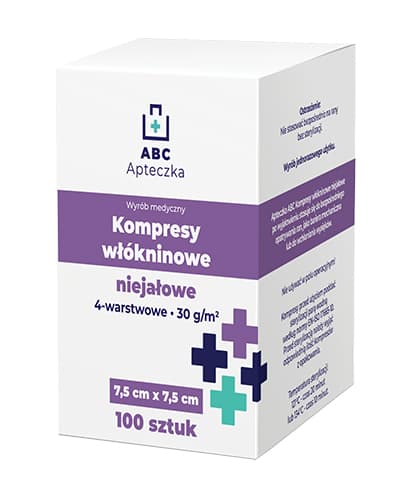 Apteczka ABC Kompresy niejałowe włókninowe 4 warstwowe 30G 7,5 x 75 cm 100 szt.