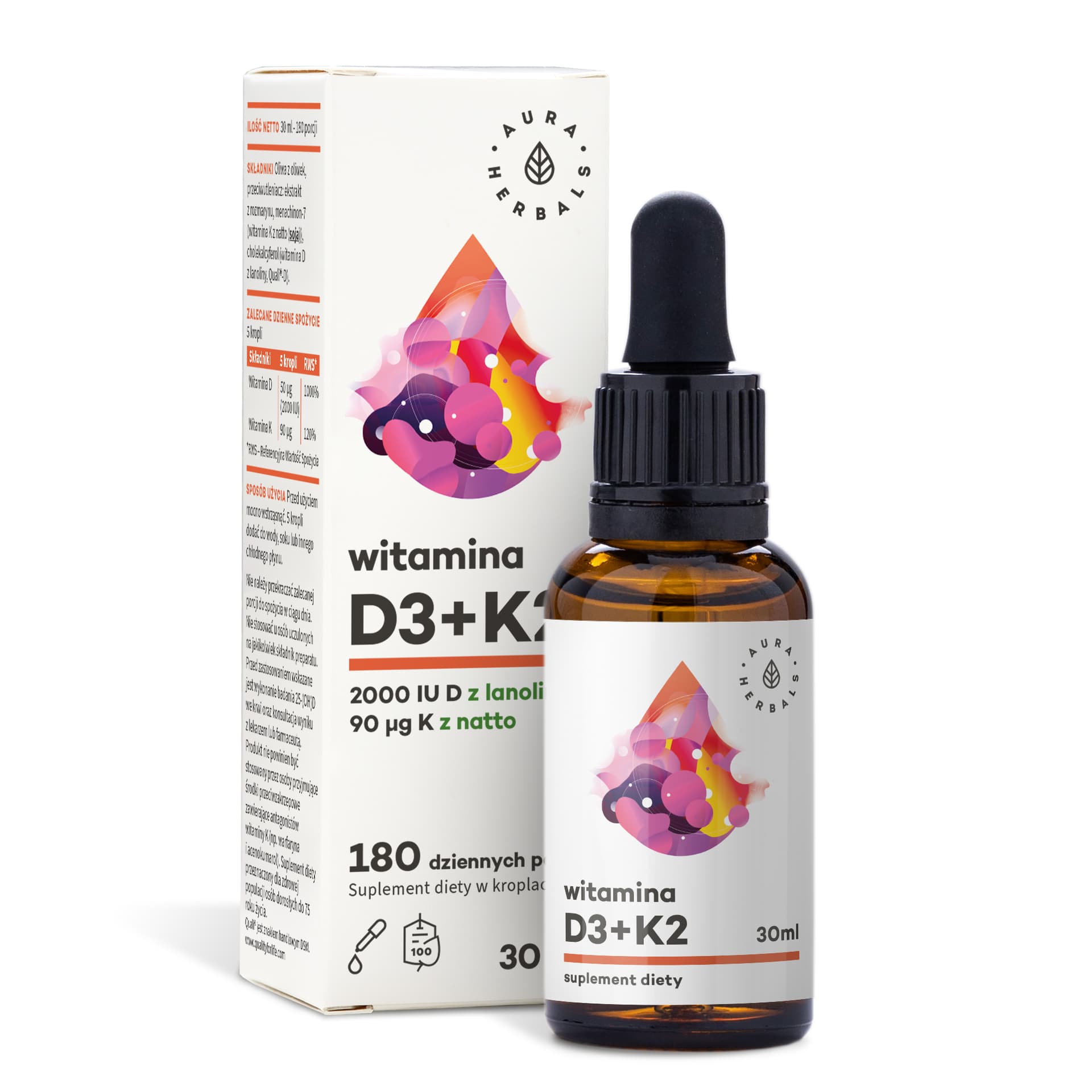 Witamina D3 2000 IU + K2 krople doustne 30 ml