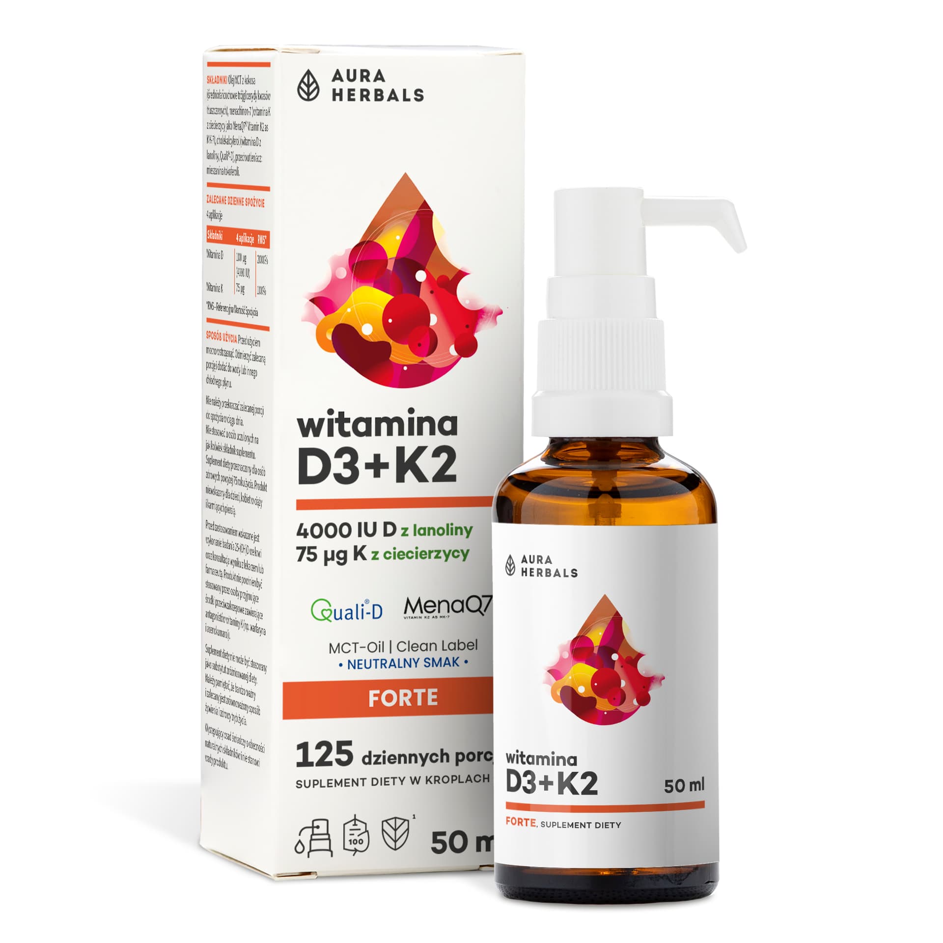 Witamina D3 4000 IU + K2 krople doustne 50 ml