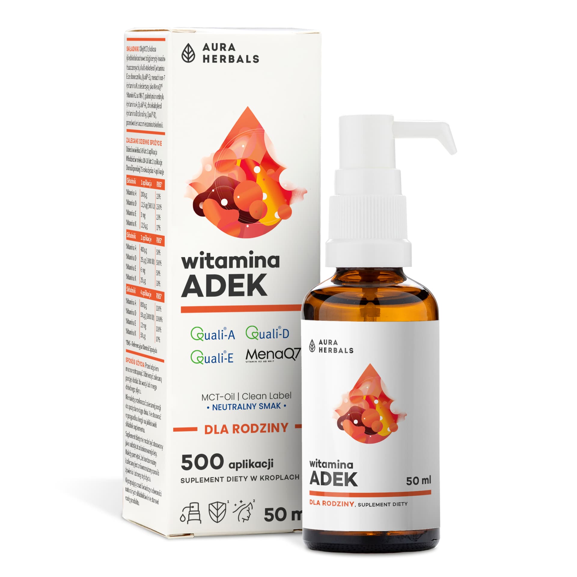 Witamina ADEK dla rodziny MCT-Oil krople doustne 50 ml