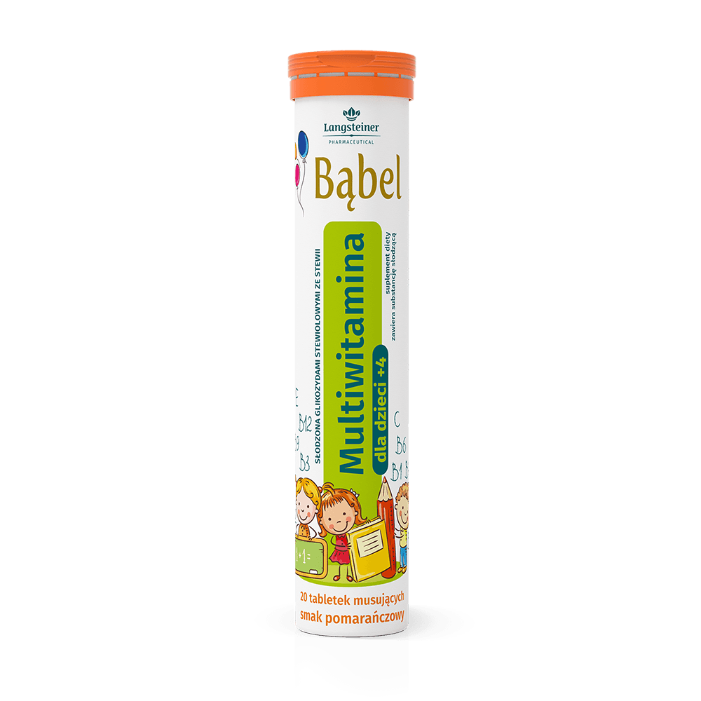 Bąbel Multiwitamina dla dzieci o smaku pomarańczowym 20 tabletek musujących