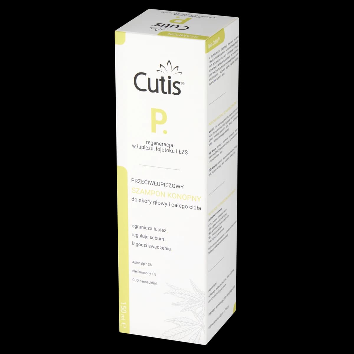 Cutis P PRZECIWŁUPIEŻOWY szampon konopny + CBD w regeneracji ŁZS i łojotoku 150 ml