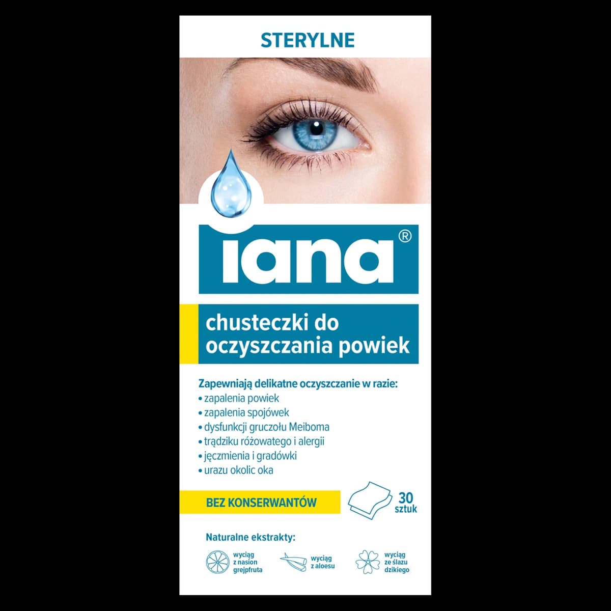 Iana Chusteczki do oczyszczania powiek 30 szt.