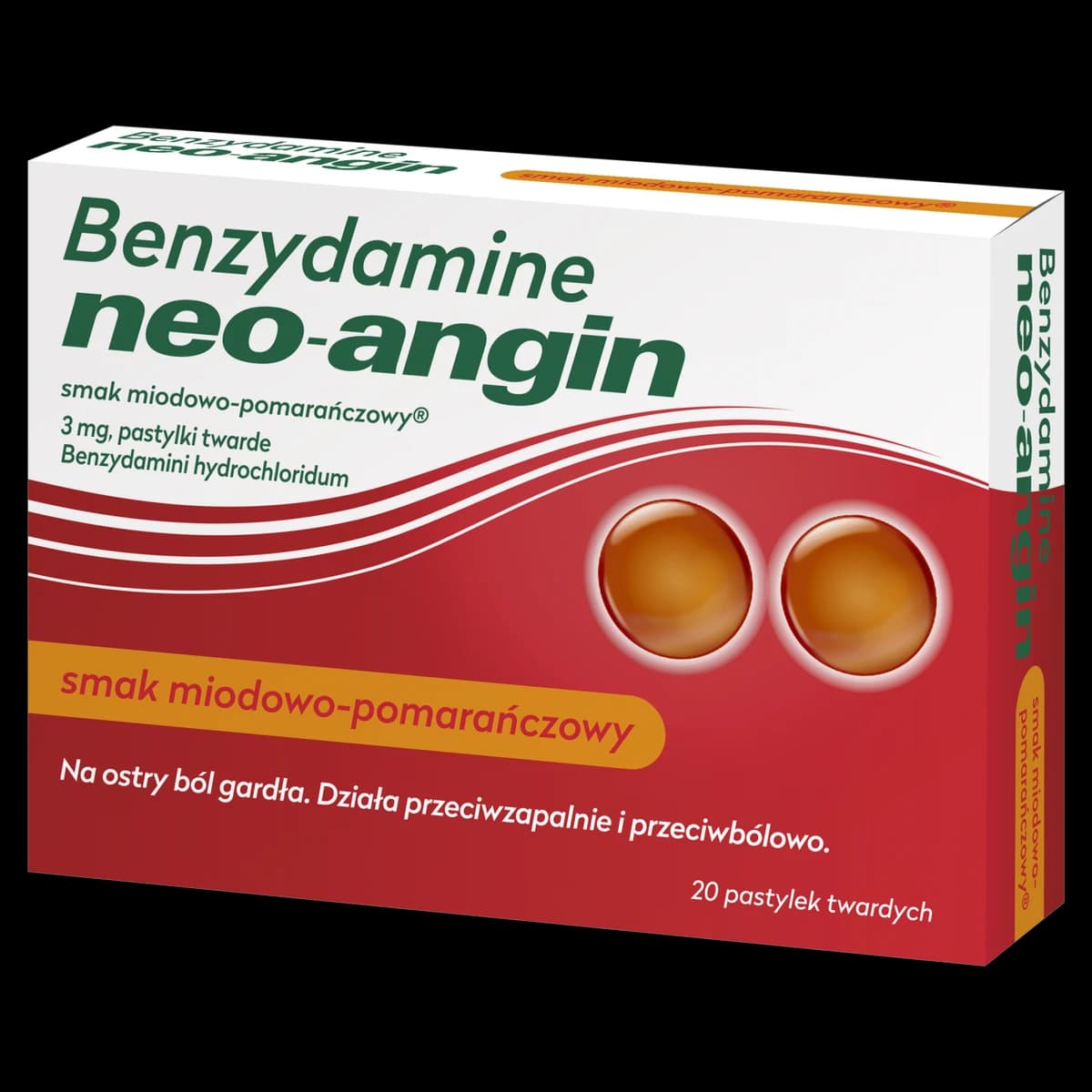 Benzydamine neo-angin smak miodowo-pomarańczowy 20 pastylek