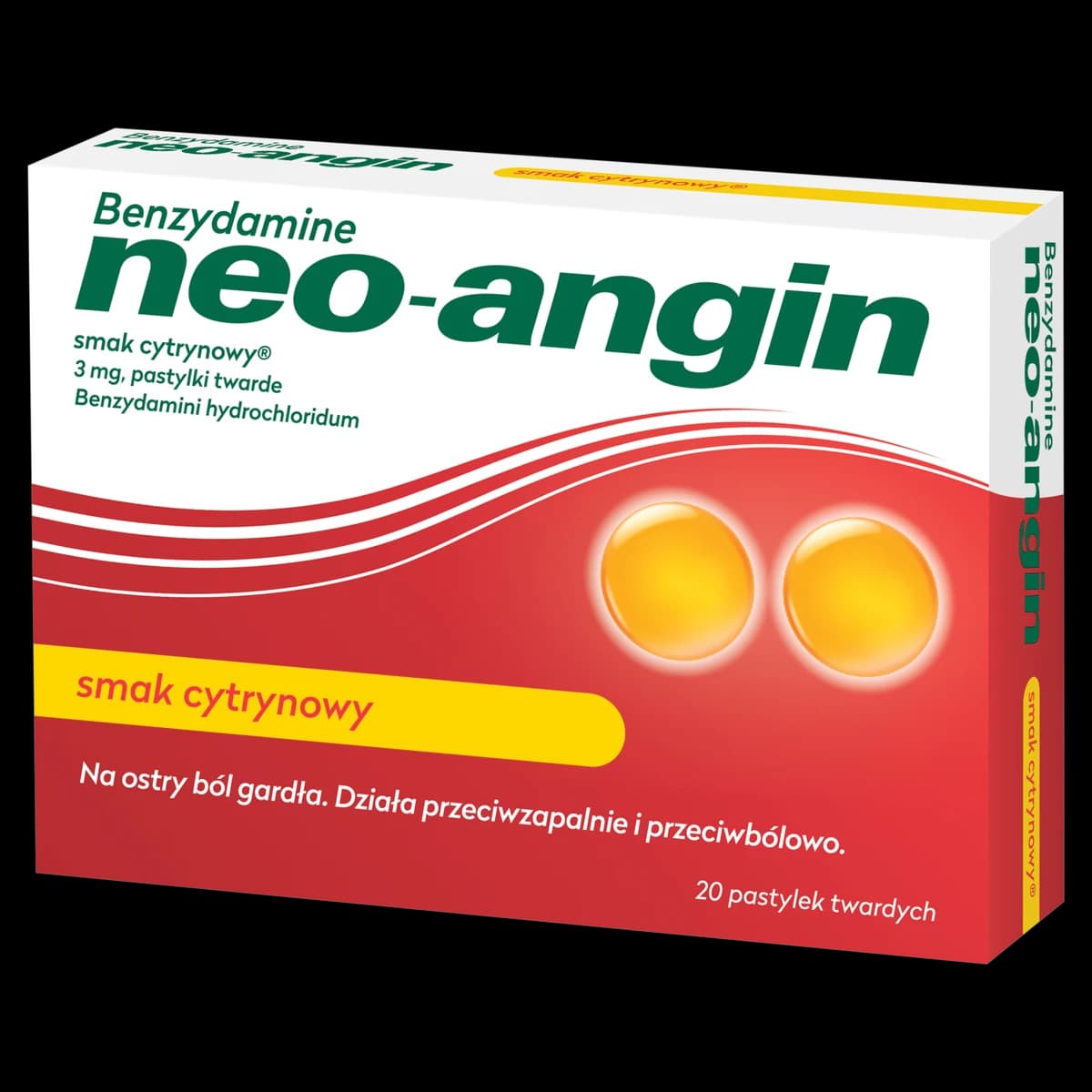 Benzydamine neo-angin smak cytrynowy 20 pastylek
