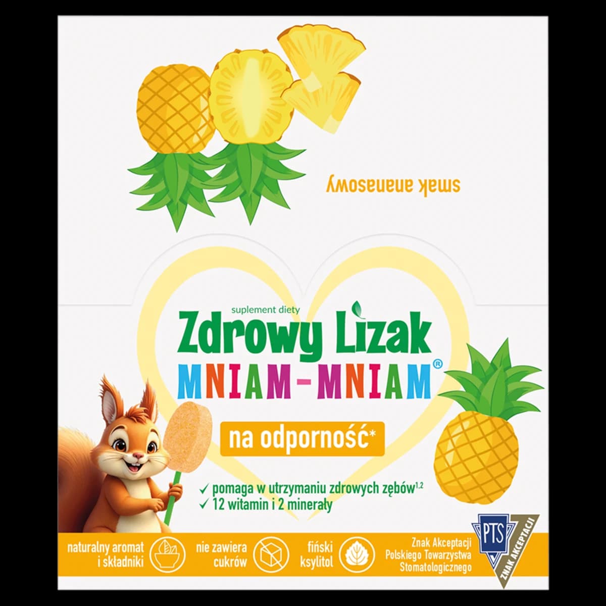 Zdrowy Lizak Mniam-Mniam o smaku ananasowym 40 sztuk