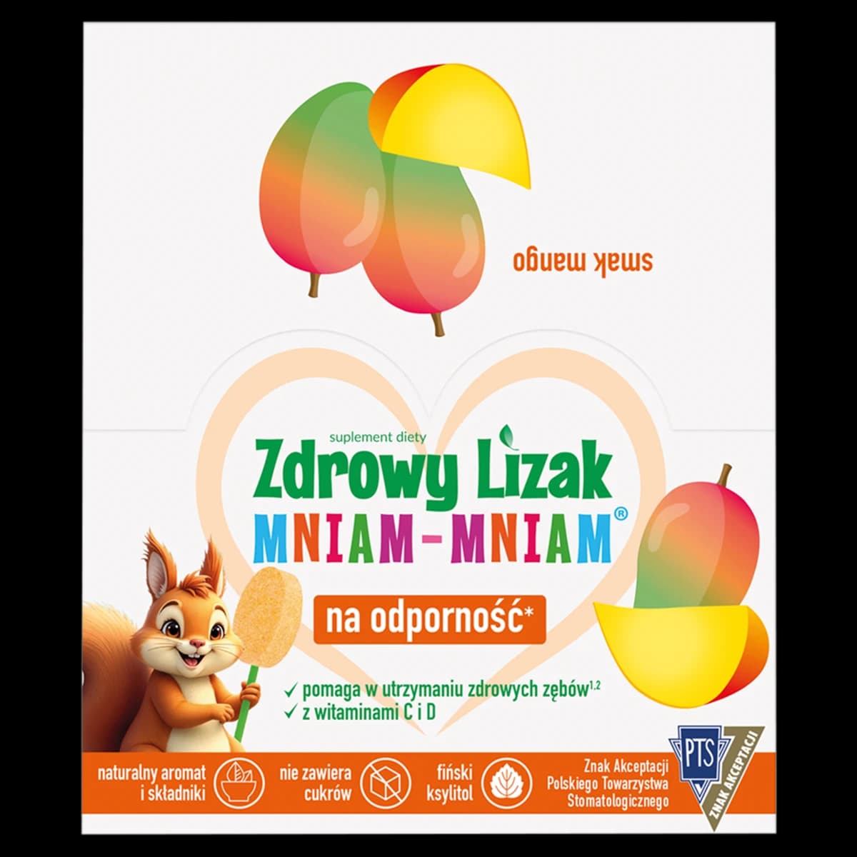Zdrowy Lizak Mniam-Mniam o smaku mango 40 sztuk