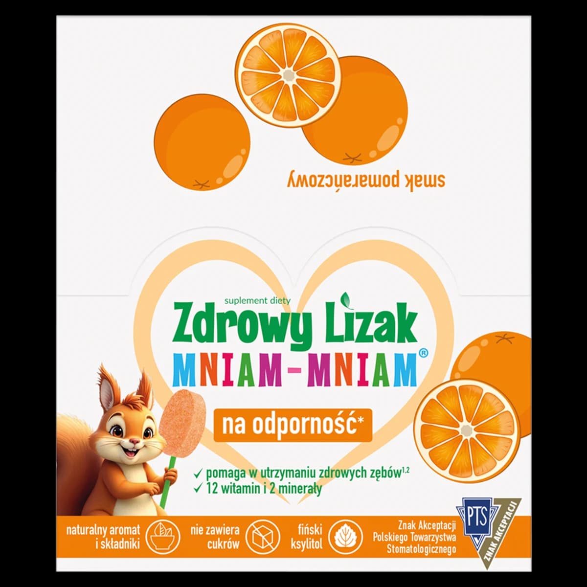Zdrowy Lizak Mniam-Mniam o smaku pomarańczowym 40 sztuk