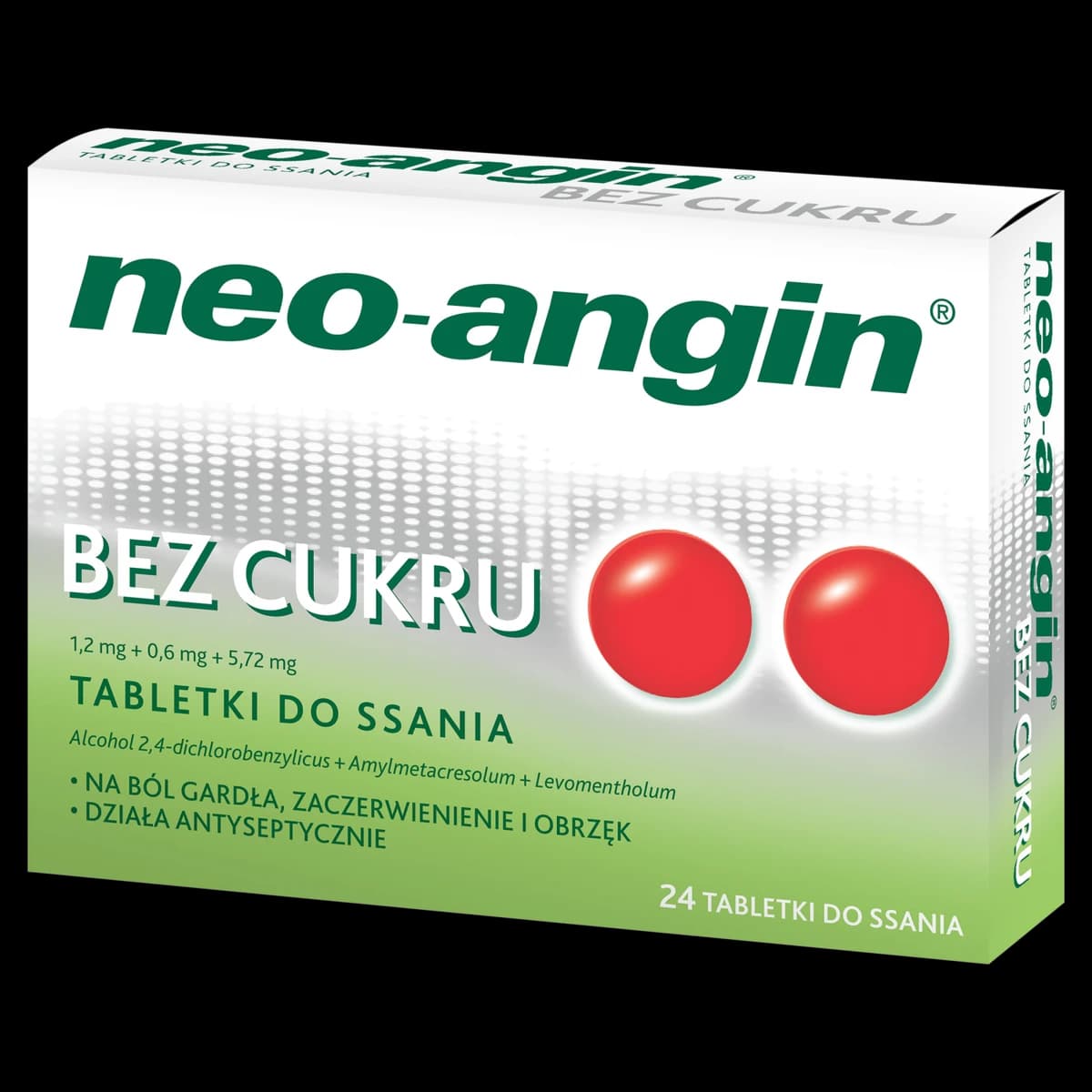 Neo-Angin bez cukru 1,2 mg + 0,6 mg + 5,7 mg 24 tabletki