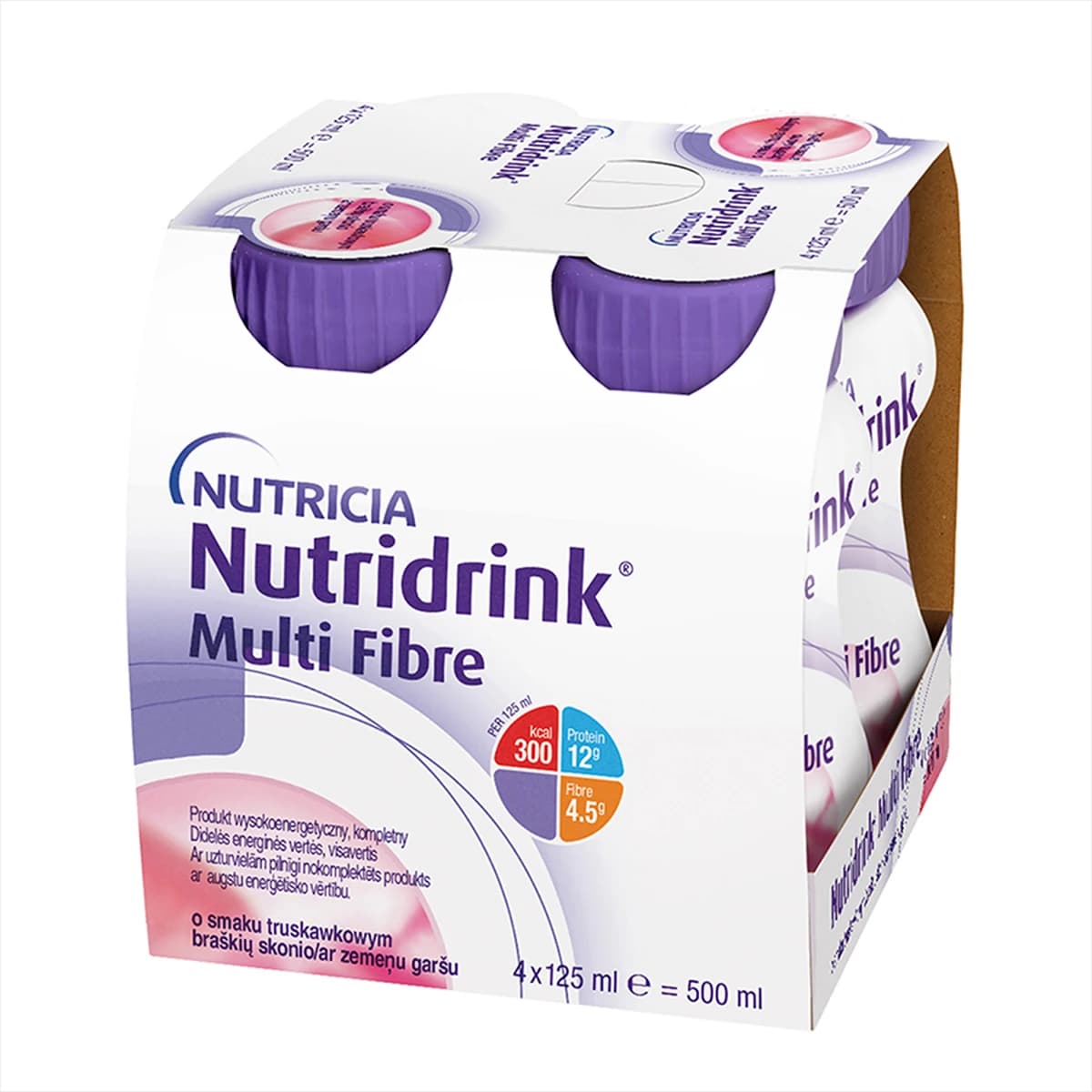 Nutridrink Multi Fibre o smaku truskawkowym 4 szt. po 125 ml