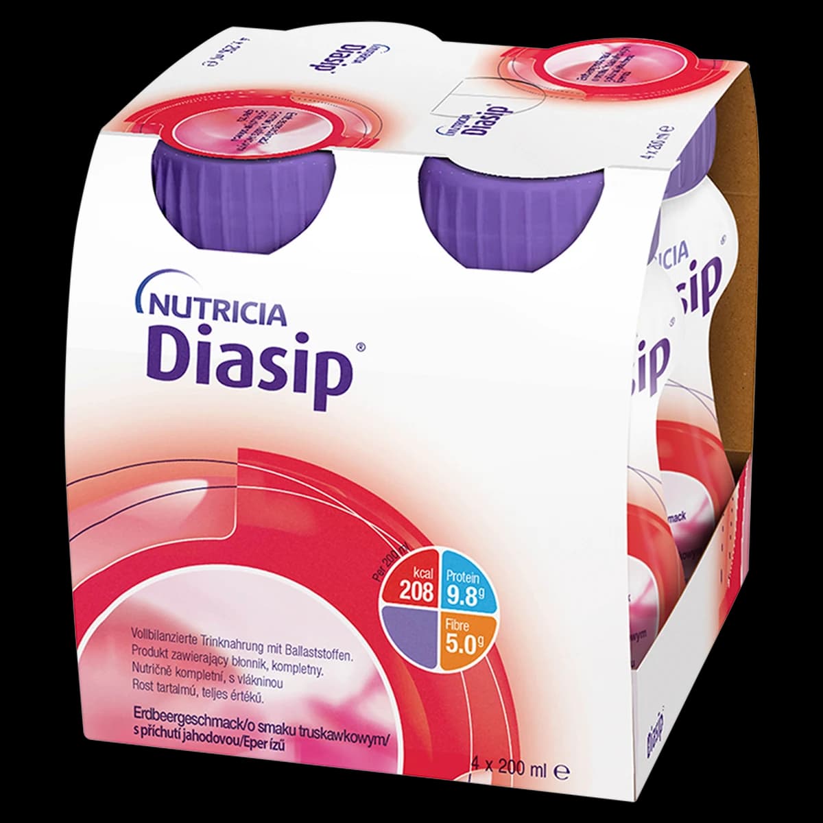 Diasip o smaku truskawkowym 800 ml (4 szt. po 200 ml)