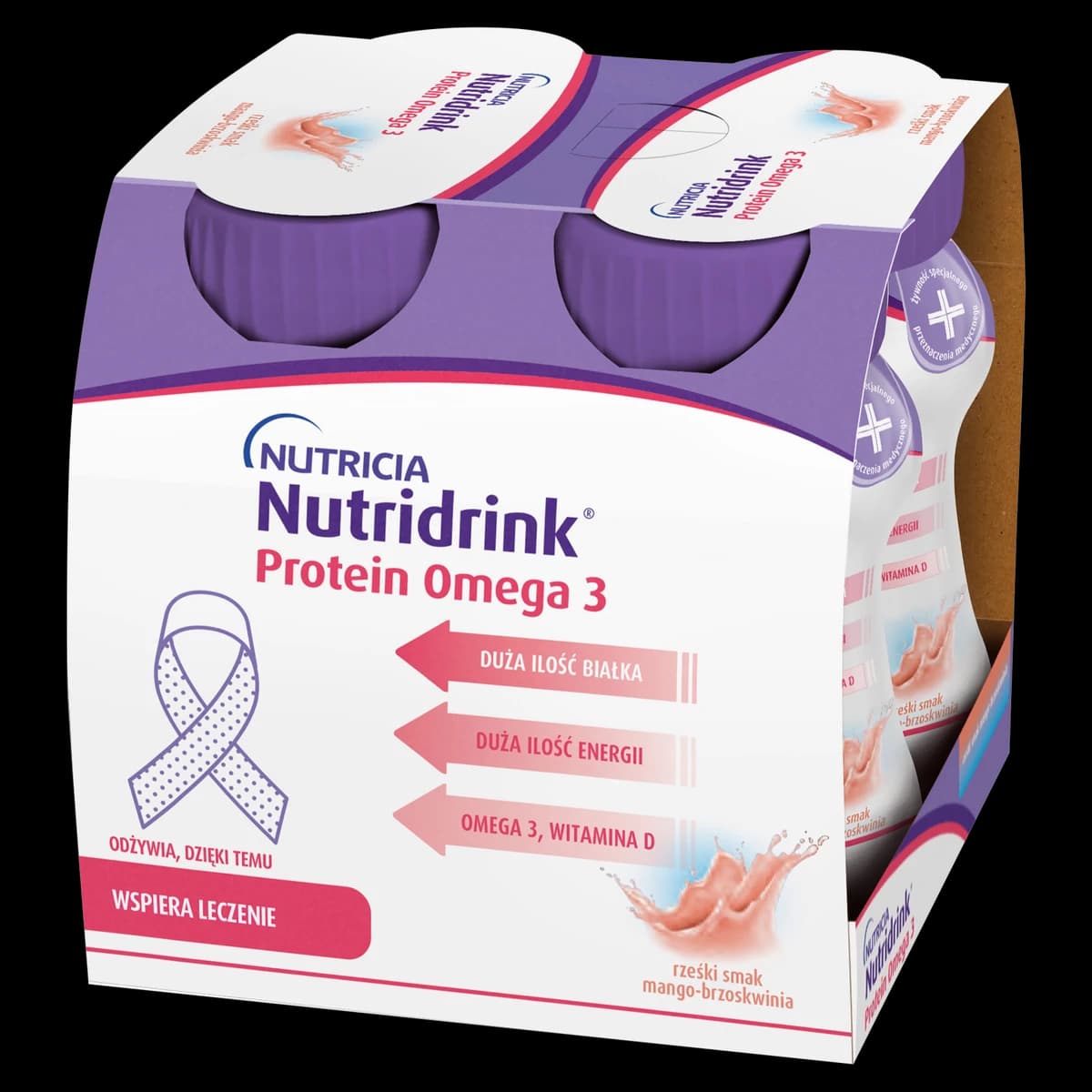 Nutridrink Protein Omega 3 rześki smak mango-brzoskwinia 4 but. po 125 ml