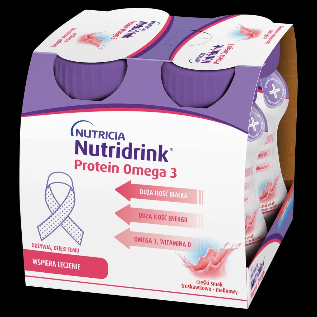 Nutridrink Protein Omega 3 rześki smak truskawkowo-malinowy 4 but. po 125 ml